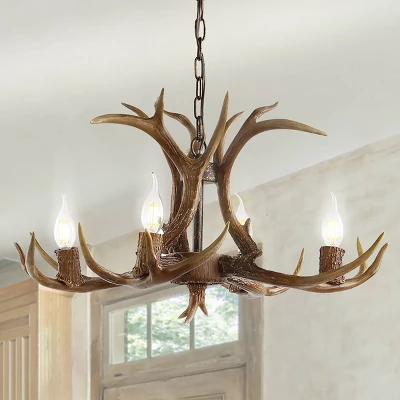 26" LED Adjustable Resin Antler Chandelier - JONATHAN Y 5 26" LED Adjustable Resin Antler Chandelier - JONATHAN Y - Image 3