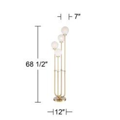 Possini Euro Design Mid Century Modern Glam Style Floor Lamp 4-Light LED 68.5" Tall Warm Gold Glass Globe Shade For Living Room House Uplight -Home Lighting GUEST 018f9df5 a70c 42d3 91a0 56816ed1480f