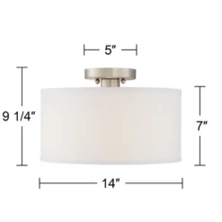 360 Lighting Adams Modern Ceiling Light Semi Flush Mount Fixtures 14" Wide Set Of 2 Brushed Nickel White Fabric Drum For Bedroom Kitchen Living Room -Home Lighting GUEST 01b7e98b 0f1f 4699 af32 fa63b42558f9