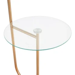 Trombone Contemporary/Glam Floor Lamp With Metal And Glass Shelf Gold (Includes LED Light Bulb) - LumiSource -Home Lighting GUEST 02d8f2db 4cb5 4f68 884b 0aa33fc91744