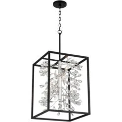 Possini Euro Design Black Silver Pendant Chandelier 15 1/4" Wide Modern Clear Crystal Flower Vine 4-Light Fixture For Dining Room House -Home Lighting GUEST 033b4ac6 8444 424e 853a 4c98b40734b7