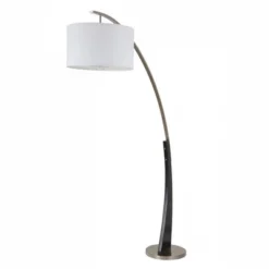 FC Design 71.5" Tall Drum Shade Arched Floor Lamp With Unique Black Wood Pole And Metal Base -Home Lighting GUEST 03849f73 6100 4de1 a756 dbe11dced8fd