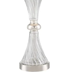 Regency Hill Luca Modern Table Lamps 25 1/2" High Set Of 2 Clear Glass With USB Charging Port Black Faux Silk Shade For Bedroom Living Room Home Desk -Home Lighting GUEST 03af01b0 d98a 4165 b877 9200bf5c3b8c