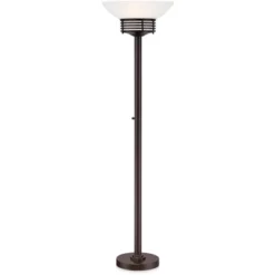 Possini Euro Design Light Blaster Modern Torchiere Floor Lamp 72 1/2" Tall Warm Bronze LED White Frosted Glass Bowl Shade For Living Room Bedroom Home -Home Lighting GUEST 044fa56b bd09 4af5 a6cf 06424a08986e