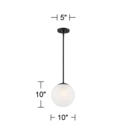 360 Lighting Ciana Black Mini Pendant 10" Wide Modern Orb Frosted Globe Glass Shade For Dining Room House Foyer Kitchen Island Entryway Bedroom Home -Home Lighting GUEST 045c6771 2c42 4c9d b9cd 2442abc72f6d