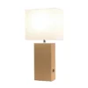 21" Lexington Leather Base Modern Home Decor Bedside Table Lamp With USB Charging Port And Fabric Shade - Lalia Home -Home Lighting GUEST 04643c7c 4a9d 4869 aafc ffe57fce7bb8