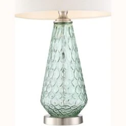 360 Lighting Julia Modern Table Lamp 26 1/2" High Green Glass White Drum Shade For Bedroom Living Room Bedside Nightstand Office Kids Family House -Home Lighting GUEST 05d1fa0a 9ede 474d b16d e7bd34a8050c
