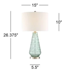 360 Lighting Julia Modern Table Lamp 26 1/2" High Green Glass White Drum Shade For Bedroom Living Room Bedside Nightstand Office Kids Family House -Home Lighting GUEST 07a3fe97 8689 4fc7 bbad 35d896246f68