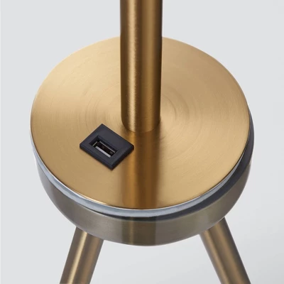 62.5" Axxin Contemporary Tripod Floor Lamp With Glass Table And Built-In USB Gold/White - Teamson Home 6 62.5" Axxin Contemporary Tripod Floor Lamp With Glass Table And Built-In USB Gold/White - Teamson Home - Image 4