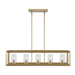 LED 5-Light Metal/Glass Anna Linear Pendant - JONATHAN Y -Home Lighting GUEST 0a7f92c6 e023 4d44 88bd 9863f576b05c