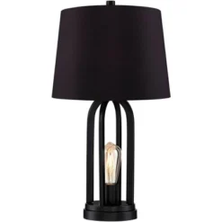 360 Lighting Marcel Industrial Table Lamps 24 1/4" High Set Of 2 With USB Charging Port And Nightlight LED Black Drum Shade For Bedroom Bedside Desk -Home Lighting GUEST 0b672ab0 8051 45be 9d15 22ba9a7ef350