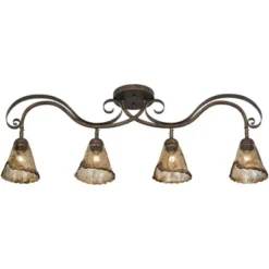 Pro Track 4-Head Ceiling Track Light Fixture Kit Adjustable Brown Bronze Finish Organic Amber Glass Western Kitchen Bathroom Living Room 41" Wide -Home Lighting GUEST 0b78c01d fbd9 4f9b 868e 9d4588a5d094