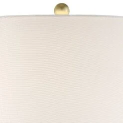 360 Lighting Julie Modern Table Lamps 27 1/2" Tall Set Of 2 Faux Marble Gold Tapered Column Fabric Drum Shade For Bedroom Living Room Bedside Office -Home Lighting GUEST 0cdc6fd3 f55f 4fa9 bbc1 f46ac2ef3b39