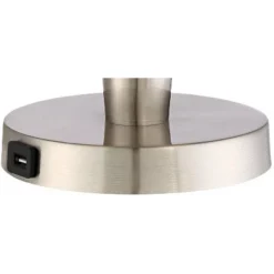 360 Lighting Geoff Modern Table Lamps 26" High Set Of 2 Brushed Nickel With USB Charging Port White Drum Shade For Bedroom Living Room Bedside Desk -Home Lighting GUEST 0ffe1f1b 6e97 4063 88a4 493173403f46