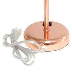 19.5" Bedside Power Outlet Base Metal Table Desk Lamp Rose Gold With White Fabric Shade - Creekwood Home -Home Lighting GUEST 106a5765 d4ab 4dd1 86bb 3cc22d294cc3