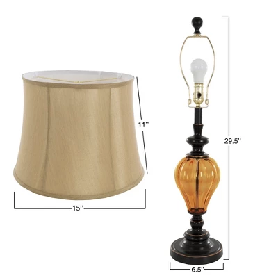 Table Lamps Amber Glass Set Of 2 (Includes LED Light Bulb) - Yorkshire Home 3 Table Lamps Amber Glass Set Of 2 (Includes LED Light Bulb) - Yorkshire Home