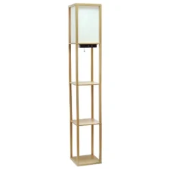 Floor Lamp Etagere Organizer Storage Shelf With 2 USB Charging Ports And Linen Shade - Simple Designs -Home Lighting GUEST 13d97b71 7e83 4d46 9ace 303383a90da0