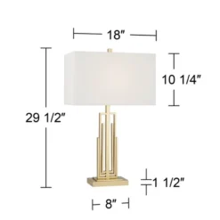 360 Lighting Sonia Modern Table Lamps 29 1/2" Tall Set Of 2 Gold Metal With Dual USB Charging Ports White Rectangular Shade For Bedroom Living Room -Home Lighting GUEST 14759ca5 cd80 4d40 a0f2 10b6eef81d9e
