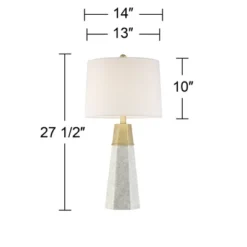 360 Lighting Julie Modern Table Lamps 27 1/2" Tall Set Of 2 Faux Marble Gold Tapered Column Fabric Drum Shade For Bedroom Living Room Bedside Office -Home Lighting GUEST 15a11859 854d 45a1 9223 91bb79532de6