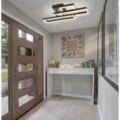 28.25" Metal Turing Geometric Flush Mount (Includes Energy Efficient Light Bulb) Black - JONATHAN Y -Home Lighting GUEST 161cf8b0 ff65 4b6b af38 79c422ffb24f