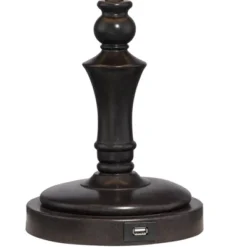 Regency Hill Traditional Swing Arm Desk Table Lamps 21.75" High Set Of 2 With USB Port Bronze Metal Faux Leather Shade For Living Room Bedroom -Home Lighting GUEST 16e335f7 47ce 4037 810e e93fba2a866c