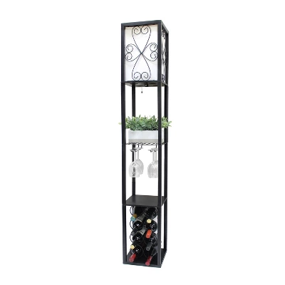 Etagere Organizer Storage Shelf Floor Lamp With Linen Shade Black - Simple Designs 6 Etagere Organizer Storage Shelf Floor Lamp With Linen Shade Black - Simple Designs - Image 4