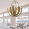 34" X 34" X 46.5" Metal/Wood Rauma Chandelier Brushed Steel - Cal Lighting 1 34" X 34" X 46.5" Metal/Wood Rauma Chandelier Brushed Steel - Cal Lighting -Home Lighting GUEST 17abfb00 61cd 423c 9a7e 934820a49199