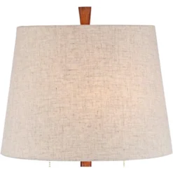 360 Lighting Omar Modern Modern Mid Century Table Lamps 28 3/4" Tall Set Of 2 Brown Wood Oatmeal Tapered Drum Shade For Bedroom Living Room Bedside -Home Lighting GUEST 17ee3cd7 96af 4e8a a866 98388bc2bca9