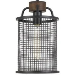 7.75" X 7.75" X 19.5" Metal/Wood Aberdeen Mesh Pendant Bronze - Cal Lighting -Home Lighting GUEST 1925416d 9760 4d6e bc48 411922a6a5df