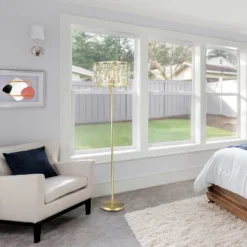 63" Cleo Glam Gold Metal And Faceted Crystal Drum Shade Floor Lamp - River Of Goods -Home Lighting GUEST 19ba6faa 98c8 4f6c 9002 0f88766379f3