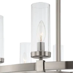 Stiffel Brushed Nickel Wagon Wheel Chandelier 36" Wide Modern Clear Glass Shade 12-Light Fixture For Dining Room House Kitchen -Home Lighting GUEST 1b83c1c3 97ce 4d42 9c24 7190a5b153b0