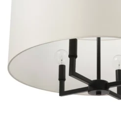 4-Light Matte Black Chandelier With Beige Fabric Shade - Globe Electric -Home Lighting GUEST 1b860041 0723 440f ad50 1ffab2d725cd