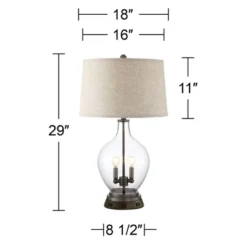 Regency Hill Country Table Lamp With USB And AC Power Outlet Workstation Charging Base Nightlight 29" Tall Clear Glass Bronze Living Room Bedroom -Home Lighting GUEST 1c4e59d6 200e 4951 a9dd 06f67ee535cc
