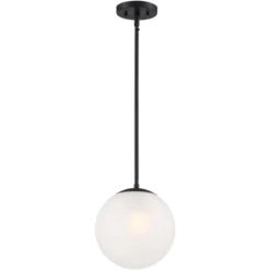 360 Lighting Ciana Black Mini Pendant 10" Wide Modern Orb Frosted Globe Glass Shade For Dining Room House Foyer Kitchen Island Entryway Bedroom Home -Home Lighting GUEST 1c9d3c32 94d4 44e9 9445 cf1dd647479b