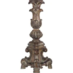 Regency Hill French LED Uplight Desk Table Lamp 18" High Beige Wash Candlestick Alabaster Glass Shade For Bedroom Bedside Office -Home Lighting GUEST 1eb30266 1cd7 4b09 8c91 dbe77b5a0d61