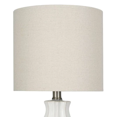 19" Textured Ceramic Accent Table Lamp With Linen Shade (Includes LED Light Bulb) White - Cresswell Lighting 4 19" Textured Ceramic Accent Table Lamp With Linen Shade (Includes LED Light Bulb) White - Cresswell Lighting - Image 2