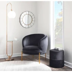 Trombone Contemporary/Glam Floor Lamp With Metal And Glass Shelf Gold (Includes LED Light Bulb) - LumiSource -Home Lighting GUEST 27c5f535 3c3c 4dc2 b7c8 0551631d5520