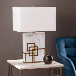 Bramp Table Lamp White/Gold (Includes LED Light Bulb) - Southern Enterprises -Home Lighting GUEST 29dff1a9 5b27 4b8a b8ca d0f42872368f