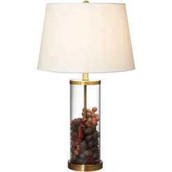 360 Lighting Coastal Table Lamp 26" High Glass Cylinder Gold Fillable White Drum Shade For Living Room Family Bedroom Bedside Nightstand -Home Lighting GUEST 29f95061 3a20 4401 aced ab41980b13ce