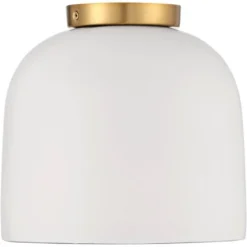 Possini Euro Design Merrick Modern Industrial Ceiling Light Flush Mount Fixture 9 1/4" Wide White Cement Gold For Bedroom Kitchen Living Room Hallway -Home Lighting GUEST 2a20b418 8e55 4d9c 8c44 bc59b85cb0d4