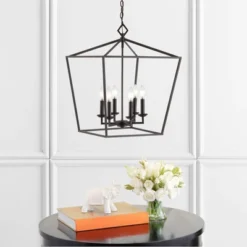 Velsa 6Lt Pendant - Oil Rubbed Bronze (Black) - Safavieh -Home Lighting GUEST 2a956501 5148 4257 a8ac 68c3e6982324