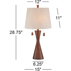 360 Lighting Omar Modern Modern Mid Century Table Lamps 28 3/4" Tall Set Of 2 Brown Wood Oatmeal Tapered Drum Shade For Bedroom Living Room Bedside -Home Lighting GUEST 2ad7bf49 f482 40ce aa63 084fc4b98f1d