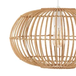 17.5" 1-Light Leo Farmhouse Coastal Rattan LED Pendant Brown - JONATHAN Y -Home Lighting GUEST 2e8610c2 da4b 40e8 aa1c d8f6259b51f0