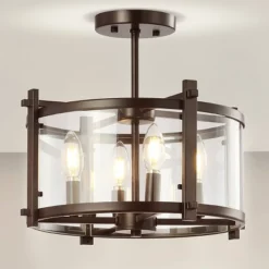 15" Iron And Glass Hampdon Modern Drum LED Flush Mount Black - Jonathan Y -Home Lighting GUEST 2ebdb6b8 ae90 40e5 bf6c b00c8c811aec