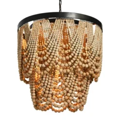 Metal Chandelier With Draped Wood Beads Light Beige - Storied Home 13 Metal Chandelier With Draped Wood Beads Light Beige - Storied Home -Home Lighting GUEST 2ece3177 bfce 4481 a9ee 97bdca07ef2a
