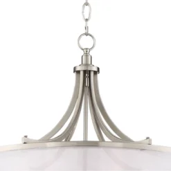 Possini Euro Design Nor Brushed Nickel Pendant Chandelier 23" Wide Modern Double White Organza Shade 6-Light Fixture For Dining Room Kitchen Island -Home Lighting GUEST 2f5c0868 66c9 41ba a1f8 920e9fb342f5