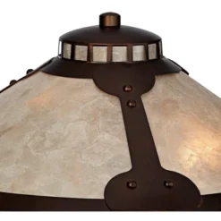 Franklin Iron Works Samuel Industrial Desk Lamp 20" High Rubbed Bronze With USB Charging Port Natural Mica Shade For Bedroom Living Room Bedside Desk -Home Lighting GUEST 3035622f 975d 4411 8c0c 29549cbe9c1d