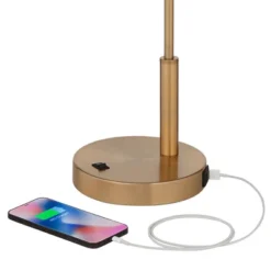 360 Lighting Industrial Modern Desk Lamp With USB And AC Power Outlet 23.5" High Antique Brass Metal For Living Room Bedroom House Bedside -Home Lighting GUEST 30c588b4 d7eb 4245 8d87 8df06a4fd3d0