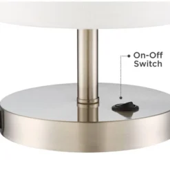360 Lighting Heyburn Modern Accent Table Lamps 20" High Set Of 2 Brushed Nickel With USB And AC Power Outlet In Base White Cylinder Shade For Desk -Home Lighting GUEST 331fa9be 1b56 41c7 8bb9 7013d7438cc4