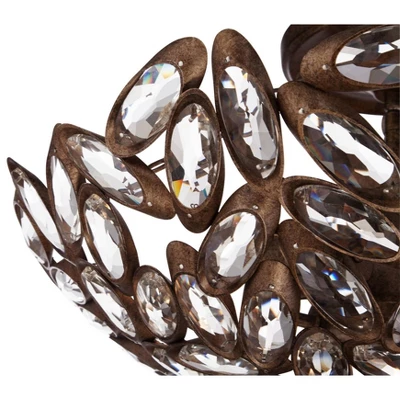 Franklin Iron Works Viera Rustic Ceiling Light Semi Flush Mount Fixture 20" Wide Bronze 3-Light Clear Cut Crystal Mosaic Bowl For Bedroom Living Room 7 Franklin Iron Works Viera Rustic Ceiling Light Semi Flush Mount Fixture 20" Wide Bronze 3-Light Clear Cut Crystal Mosaic Bowl For Bedroom Living Room - Image 5